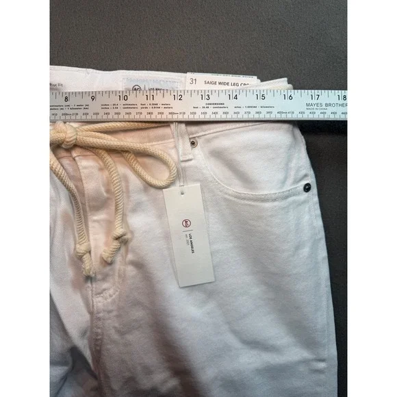 AG Adriano Goldschmied Saige Wide Leg Crop White Jeans Japanese Fabric NWT Sz 31
